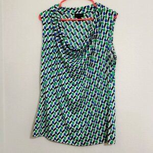 WORTHINGTON Sleeveless Drape neckline geometric design XL casual Office Travel